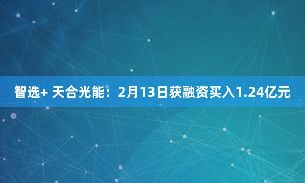智选+ 天合光能：2月13日获融资买入1.24亿元