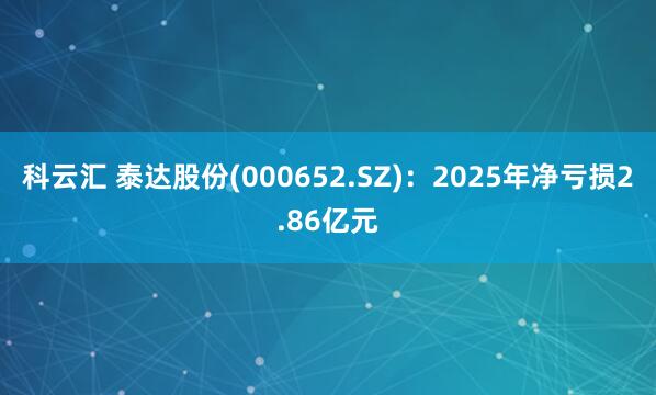 科云汇 泰达股份(000652.SZ)：2025年净亏损2.86亿元